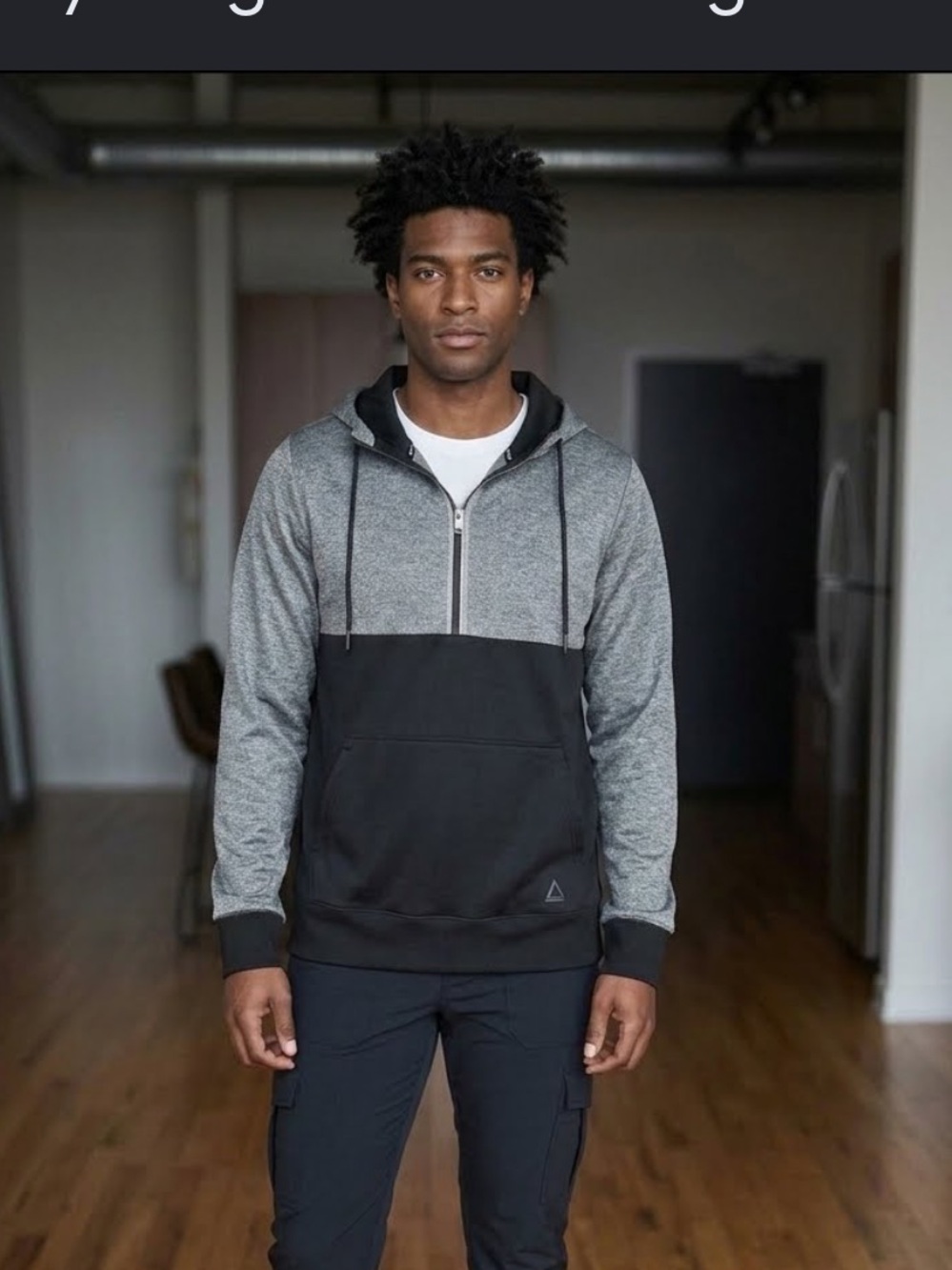 Aeropostale Men's Gray and Black Hooded Pullover Jacket